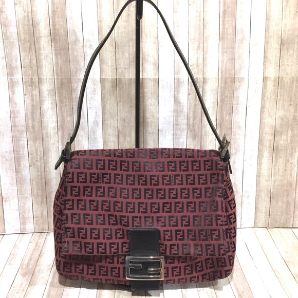 Fendi Handbags - Fendi Zucca Flap Red Black Big Mama Bag